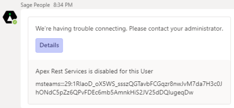 Screenshot: MS Teams error - we're having trouble connecting