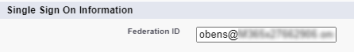 Screenshot: federation ID on a user's user record