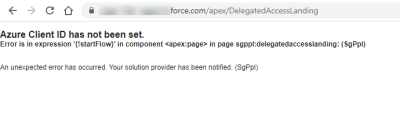 Screenshot: Salesforce error message - Client ID not set