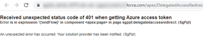 Screenshot: Salesforce error message - 401 not authorized