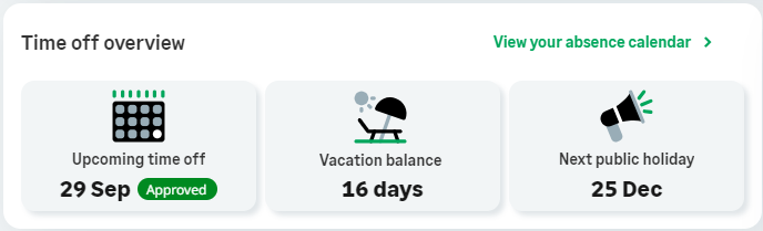 Screenshot: time off summary component