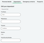 Screenshot: updated dependants process page in WX