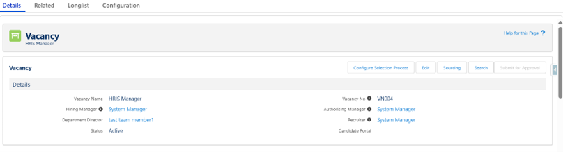 Configure selection process.
