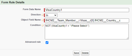 Screenshot: creating a new data link rule