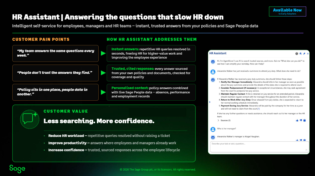 Sage People FY25 product roadmap, slide 7 of 10.