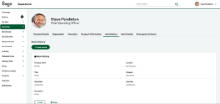 Screenshot showing WX self service profile page