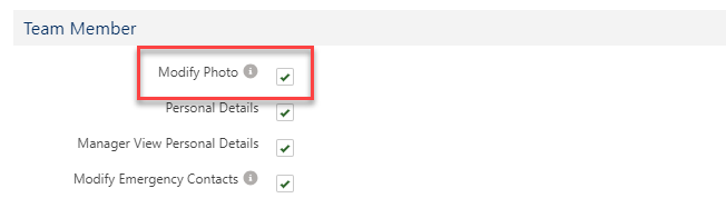 Screenshot: Modify Photo setting on the policy page