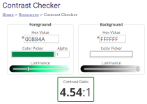 Screenshot: WebAIM color contrast checker