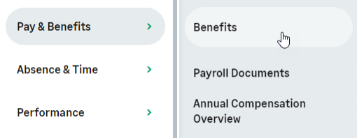 Screenshot: Selecting the service hosting the Benefits process from WX menu