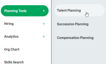 Screenshot: Selecting the Service hosting the Talent Plan process from the menu