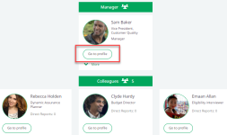 Screenshot: Go to Profile button in the Org Chart