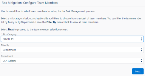 Screenshot: Selecting Team Members