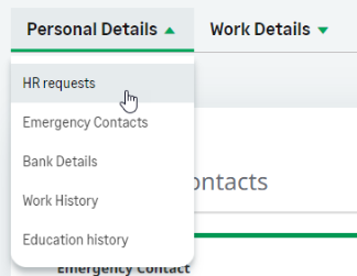 Screenshot: Selecting HR Requests from the Team member profile