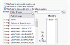 Partial screenshot showing radio button selected and search activated with picklist displayed