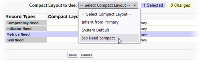 Partial screenshot showing a compact layout slected for a specific record type