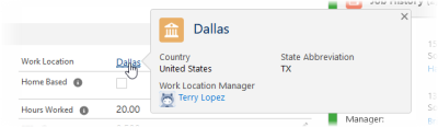 Partial screenshot showing a compact layout displayed for the work location object