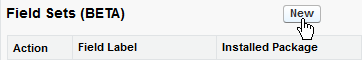 Screenshot: New button in the Field Sets section in Salesforce Classic interface
