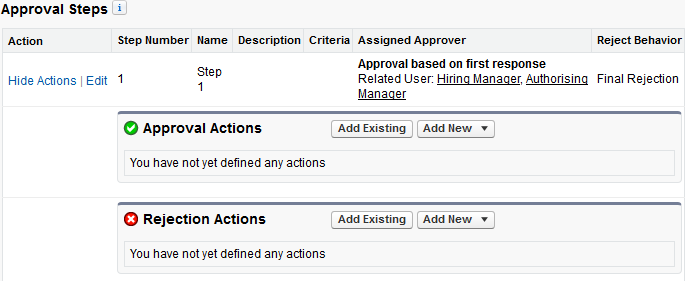 Screenshot: Approval steps