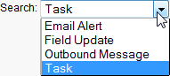 Screenshot: Selecting a submission action type from the picklist