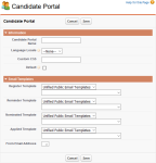 Screenshot: Candidate portal setup