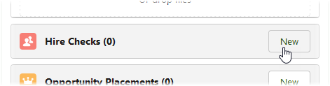 Screenshot of Hire Checks related list title bar with New button selected