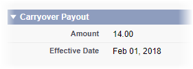 Screenshot: Carryover Payout section in the Time Off Calculator, displaying Amount and Effective Date