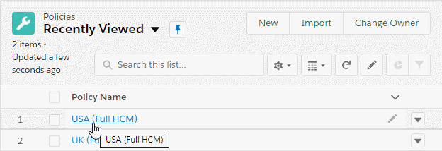 Policy tab with the cursor on one list item