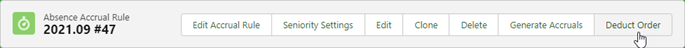 Screenshot: Selecting Deduct Order for an Absence Accrual Rule
