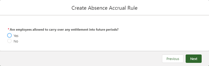 Screenshot: Selecting if the absence entitlements with this rule carry over