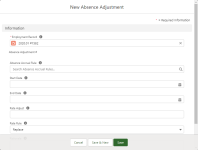 Screenshot: New Absence Adjustment