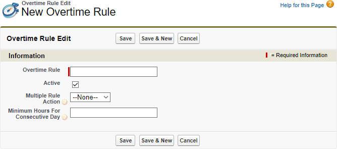 Screenshot: New Overtime Rule page