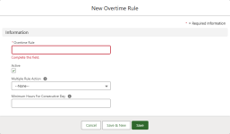 Screenshot: New Overtime Rule screen