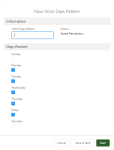 Screenshot: New Work Days Pattern page