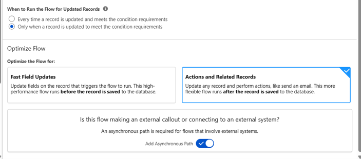 Updated record behavior and flow optimization settings.
