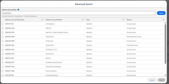 Advanced Search results displaying additional information.