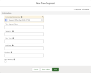Screenshot: New Time Segment screen