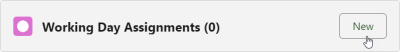 Screenshot: Selecting New from the Working Day Assignments related list