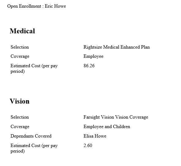 Screenshot: A partial PDF of benefits