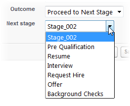 Screenshot: Next Stage picklist