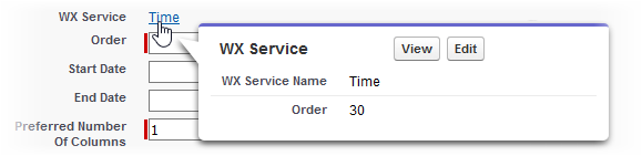 Screenshot: WX Service popup on hover on the new WX Process page