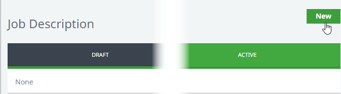 Screenshot: Selecting New on the Job Description detail view