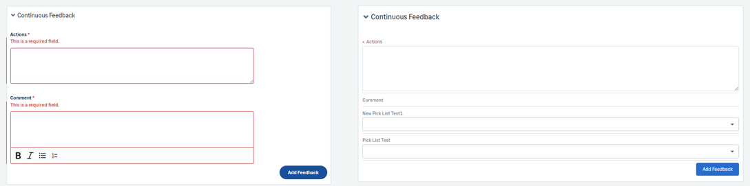 Updated continuous feedback form UI