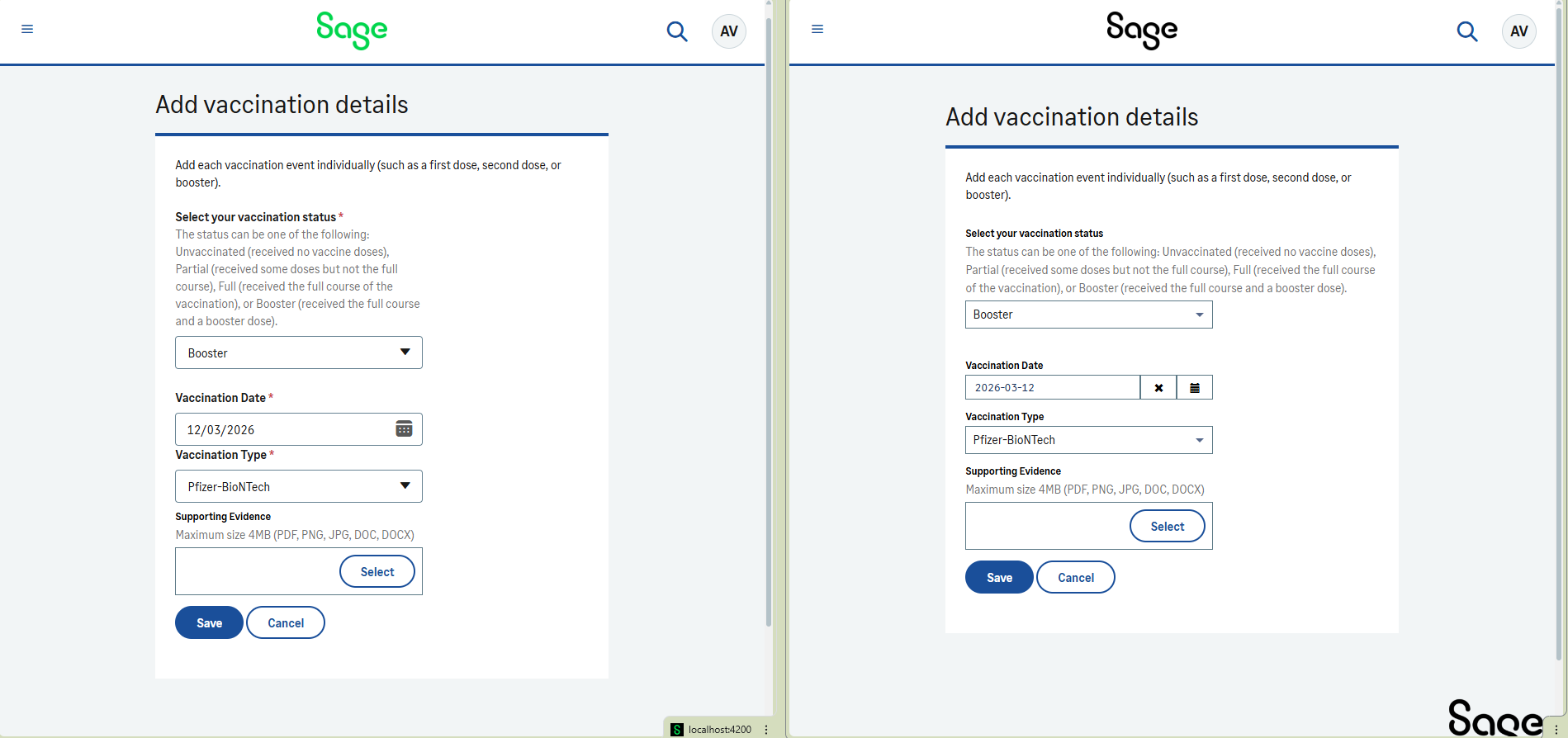 Updated personal risk mitigation UI