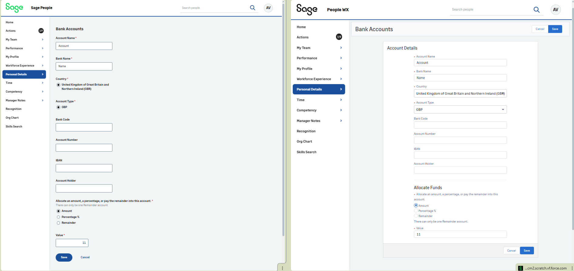 Updated bank accounts UI.