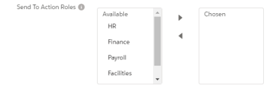 Screenshot: The Available and Chosen panels for the Send To Action Roles field