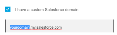 Screenshot: Entering a custom domain on the Dataloader.io Salesforce login page