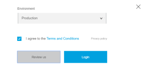 Screenshot: Terms and Conditions checkbox and the Login button