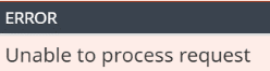 Screenshot: Error message in WX: Unable to process request