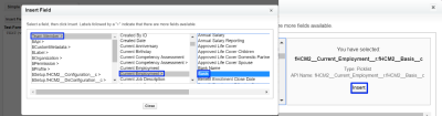 Screenshot: Inserting the Basis field into a formula in the Team Member object