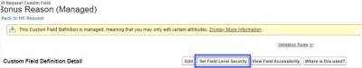 Screenshot: Bonus Reason - 'Set field level security' button 